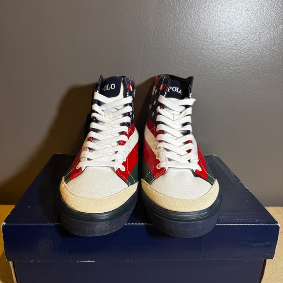 Polo Ralph Lauren Solomon Flag Print High Top Sneaker Size 10 D New in Box main image 8